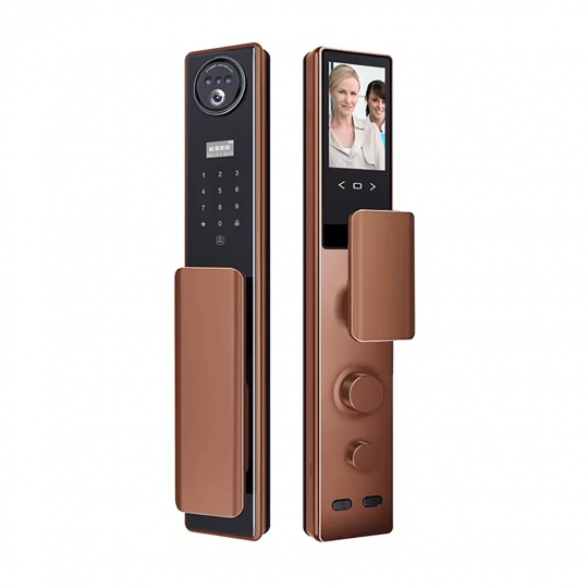 KHÓA CỬA VÂN TAY HUBERT HB CG88 AMBER GOLD FACE ID, APP WIFI