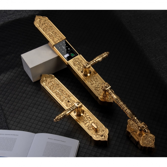 KHÓA CỬA ĐẠI SẢNH HUBERT HB DS79 APP WIFI MẠ VÀNG 24K