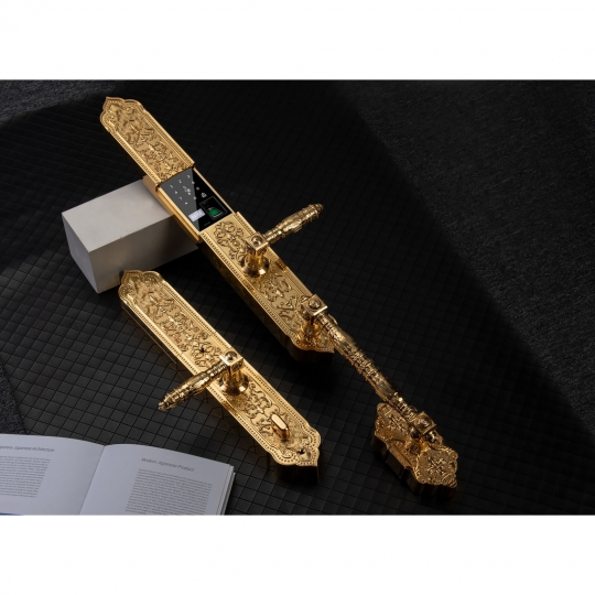 KHÓA CỬA ĐẠI SẢNH HUBERT HB DS99 MẠ VÀNG 24K APP WIFI