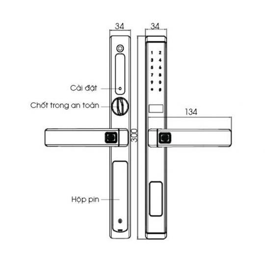 KHÓA THÔNG MINH CỬA NHÔM, SẮT, INOX DEMAX SL688 AG - APP WIFI